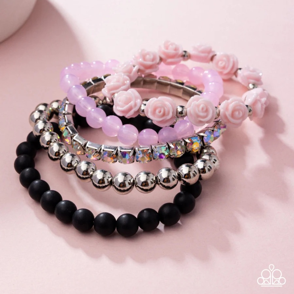 Paparazzi Pink and Black Bracelet Set rose